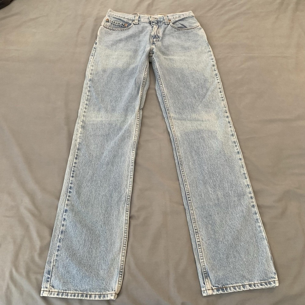 Vintage Levis 505 Jeans Mens 32x34 Blue Light Wash Regular Fit Straight Denim